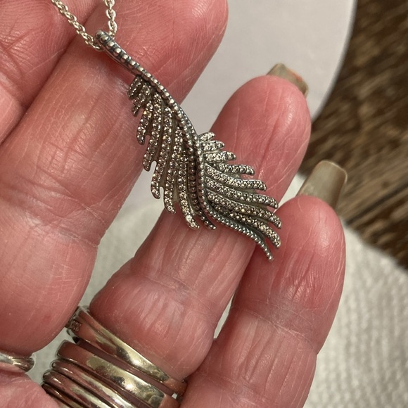 Pandora Phoenix Feather silver pendant with clear CZs. Sterling 925 - Picture 7 of 10